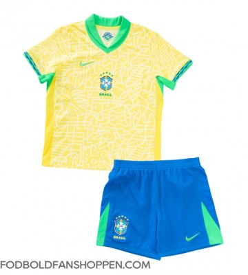 Brasilien Hjemmebanetrøje Børn Copa America 2024 Kortærmet (+ Korte bukser)